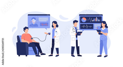 Medical professionals conducting patient health examination.