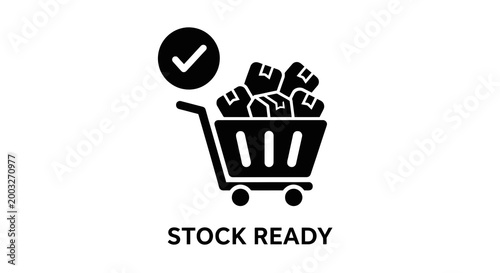 Fotografie Shopping cart filled with products.