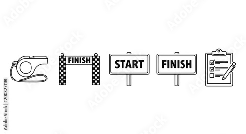 Set of Start and Finish Line Graphics for Running Races