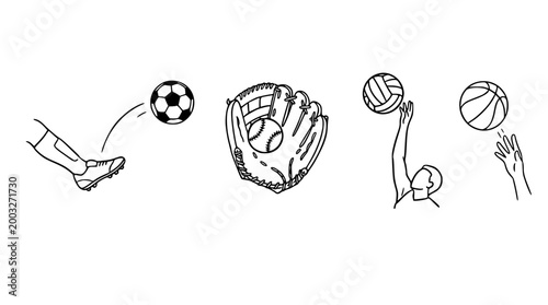 Sporting Activities Sketches in Cute and Kawaii Style Collection