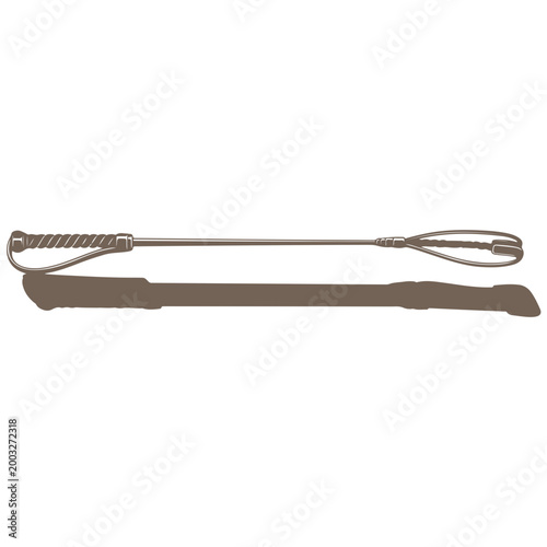 Black Riding Crop Vector Silhouette - Professional Horse Whip Icon for Equestrian Sports, Training and Horse Racing Isolated on White