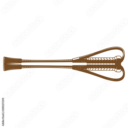 Black Riding Crop Vector Silhouette - Professional Horse Whip Icon for Equestrian Sports, Training and Horse Racing Isolated on White