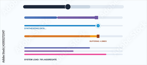 Colorful system performance metrics dashboard for monitoring and analytics on website or application