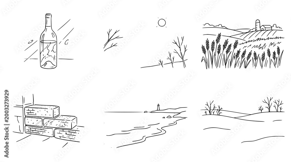 Obraz premium Cute bottle outline sketch illustration for creative projects.