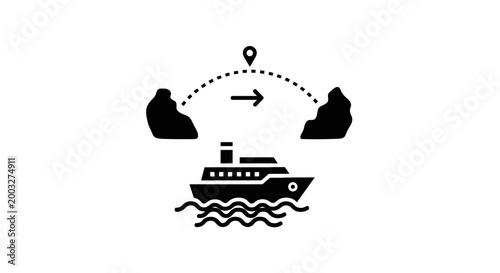 Ship Sailing Between Two Landmasses.