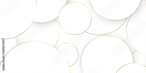 Abstract background golden circle stock line with shadows. abstract artistic of geometric shapes background. Gold circle abstract seamless vector.  Minimal style website banner, decoration Vector.