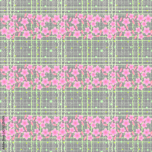 seamless pattern with pink flowers