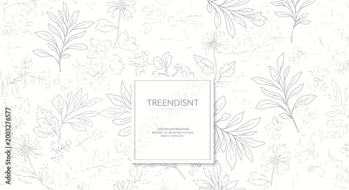 Minimalist Botanical Seamless Pattern with Floral Line Art Background