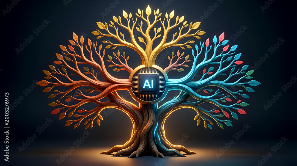 Fototapeta premium AI essay grading warm branching rubric hero for ed-tech whitepaper, machine learning essay assessment, enterprise ed-tech briefing