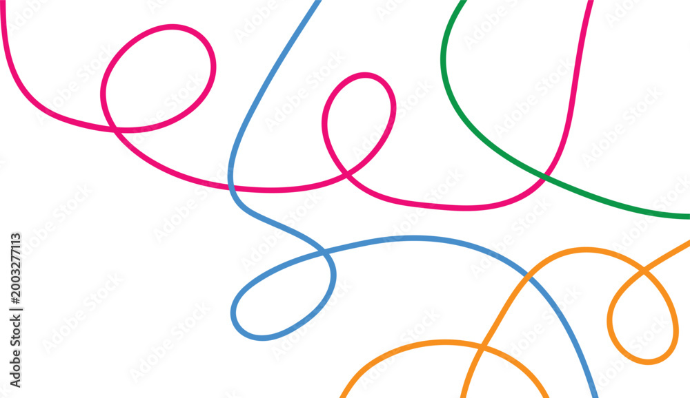 Fototapeta premium Colorful curved lines in pink blue green and orange hues on transparent background