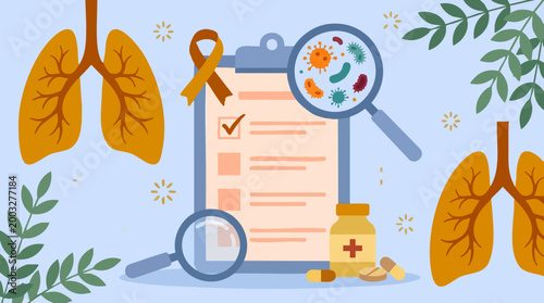 Lung Health Awareness, Medical Diagnosis and Treatment Illustration