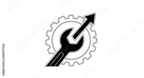 Bild auf Leinwand Wrench with arrow and gear icon.