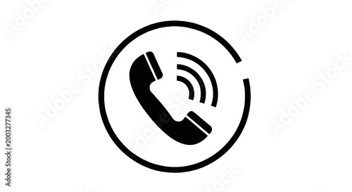 Valokuva Black telephone icon with signal.