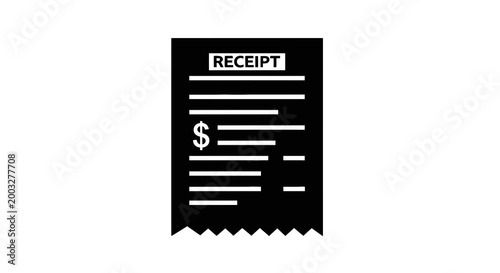 Black and white receipt paper slip.