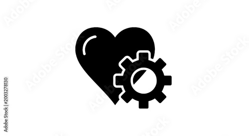 Heart with gear icon symbol.