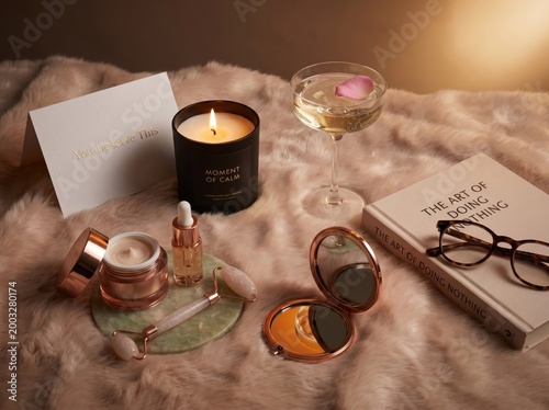 Selfcare items for relaxation and pampering
