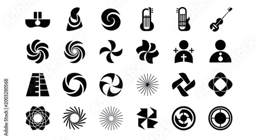 Abstract graphic design elements in black