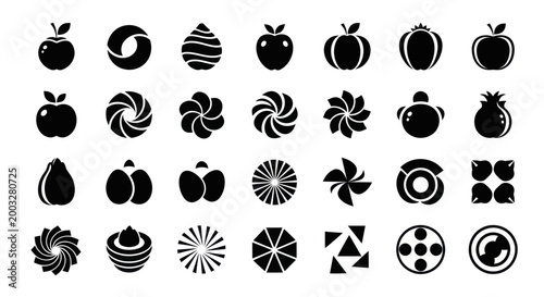 Abstract graphic design elements in black