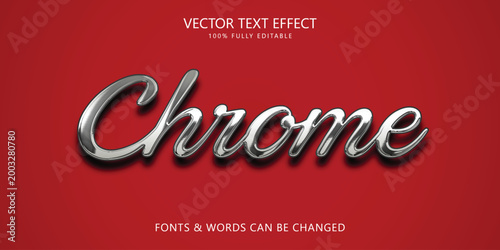 Cuadro en lienzo Chrome Script Editable Text Effect on Red Background