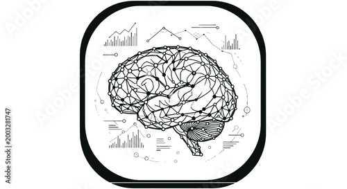 Brain Illustration with Black Outline.