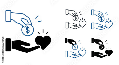 Charity and Donation Icon Set