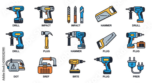 Set of construction and DIY tools, flat design