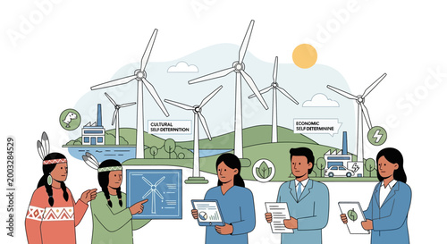 Diverse Professionals Collaborating on Renewable Wind Energy Projects