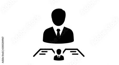 Businessman Protecting Small Team Member.