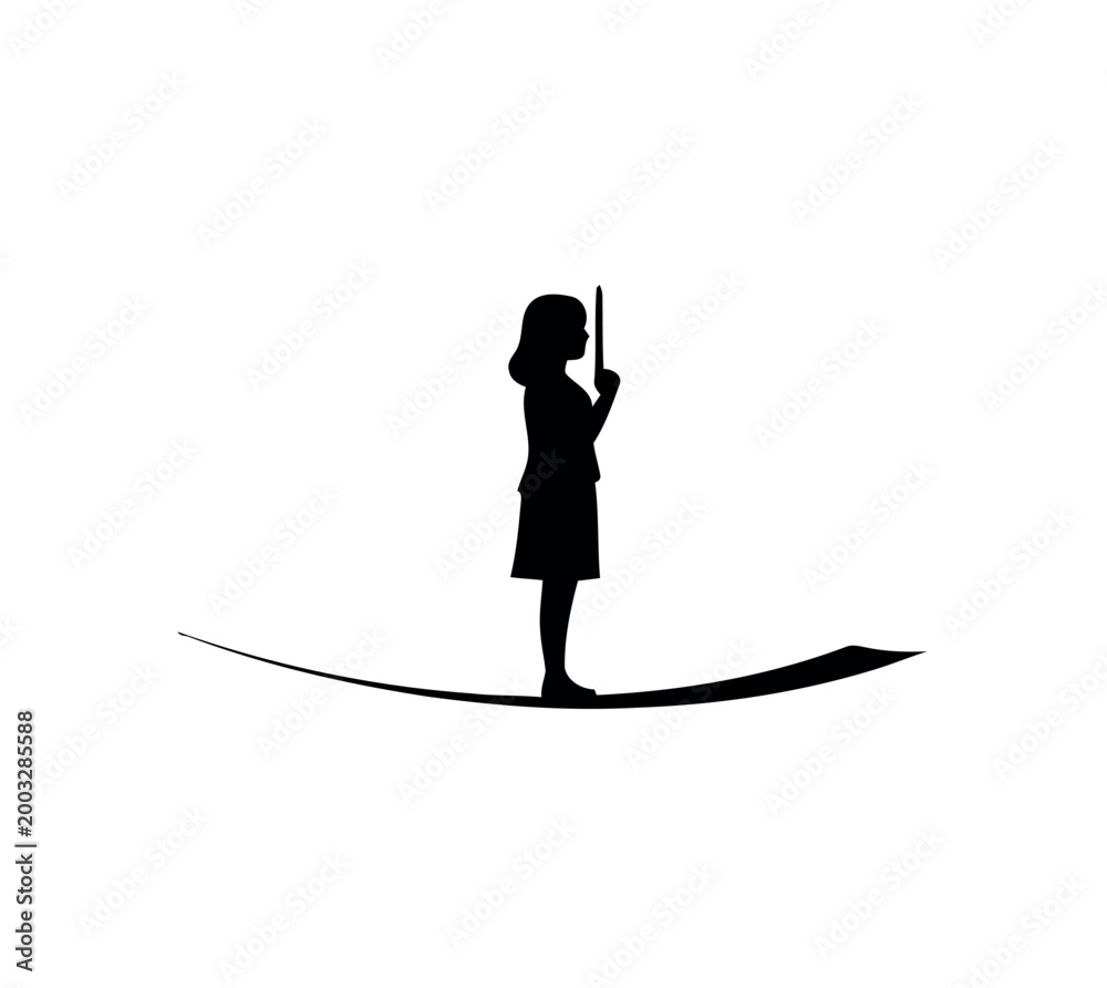Fototapeta premium Silhouette of young girl holding wand.