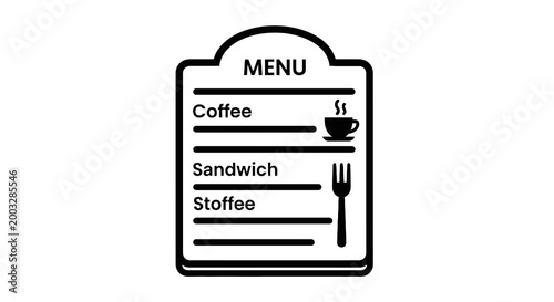 Black and white menu board icon.