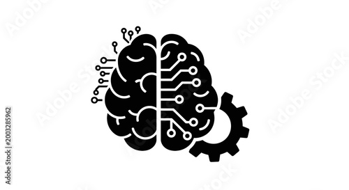 Circuit board brain with gear.