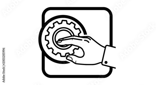 Hand adjusting a gear mechanism.