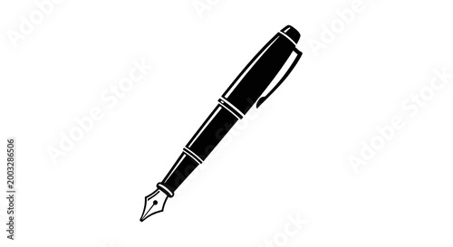 Black Fountain Pen Writing Instrument.