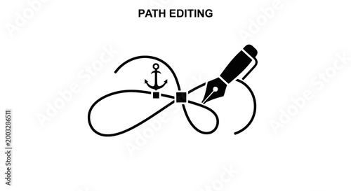 Pen editing a curved line path.