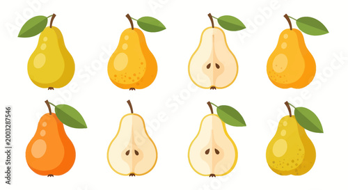 Fotografía Colorful illustration of pears in different stages