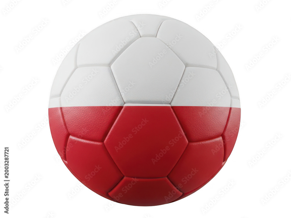 Fototapeta premium Polish flag soccer ball isolated on transparent background