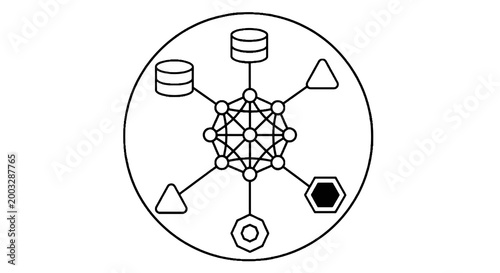 Geometric shapes network diagram.
