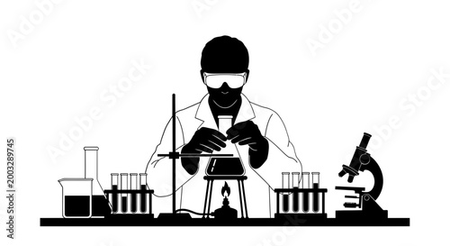 scientist vector illustration technology microscope white biology