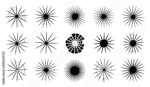 shattered glass bullet hole crack icon set