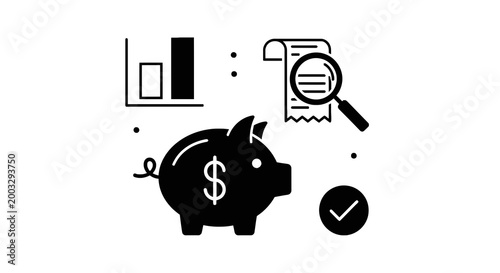 Piggy bank with dollar sign.