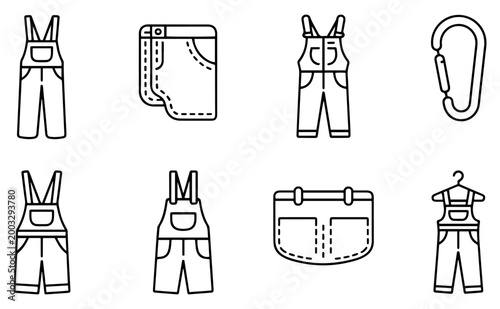 denim jeans overalls fashion icons set