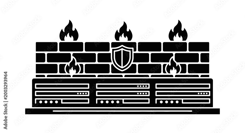 Naklejka premium Firewall Network Security System Protection.