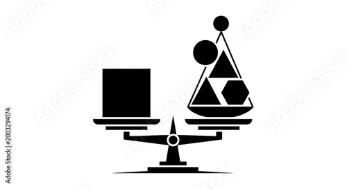 Balance Scale with Geometric Shapes.