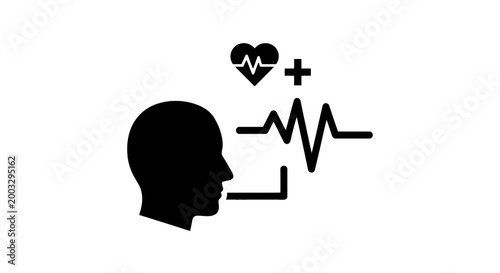 Medical Health Heartbeat Brain Profile.
