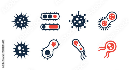 Collection of virus and bacteria cell icons