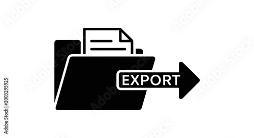 Black export icon with folder.