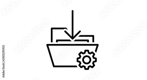 Gear in a download box icon.