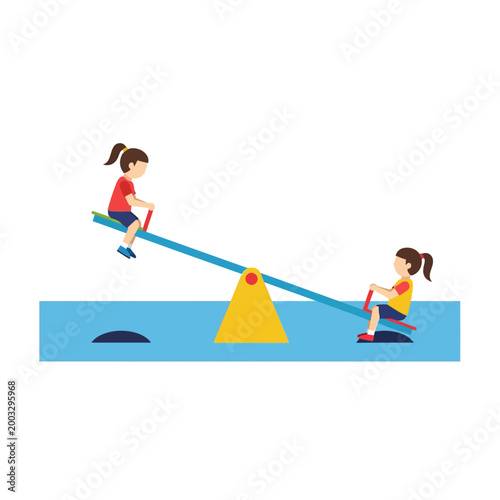 Children on a teeter totter vector