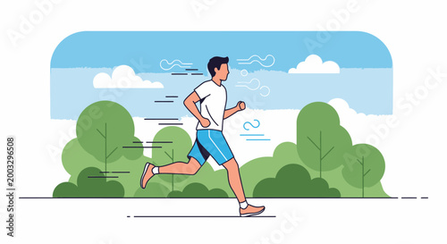 Man jogging outdoors in a park.