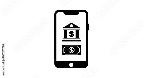 Mobile phone with banking icon.